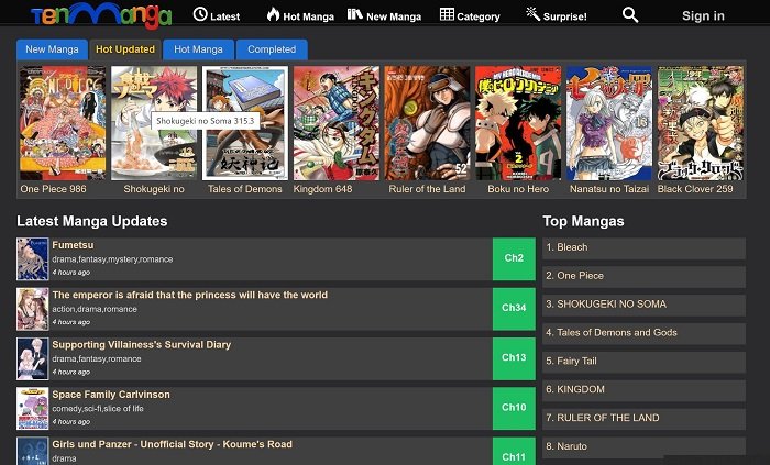 Manga on sale streaming websites