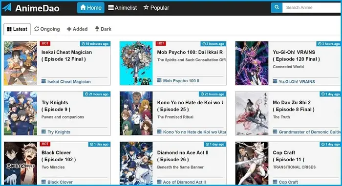 Animedao.to AnimeDao Home =List Login Search Anime i= Latest