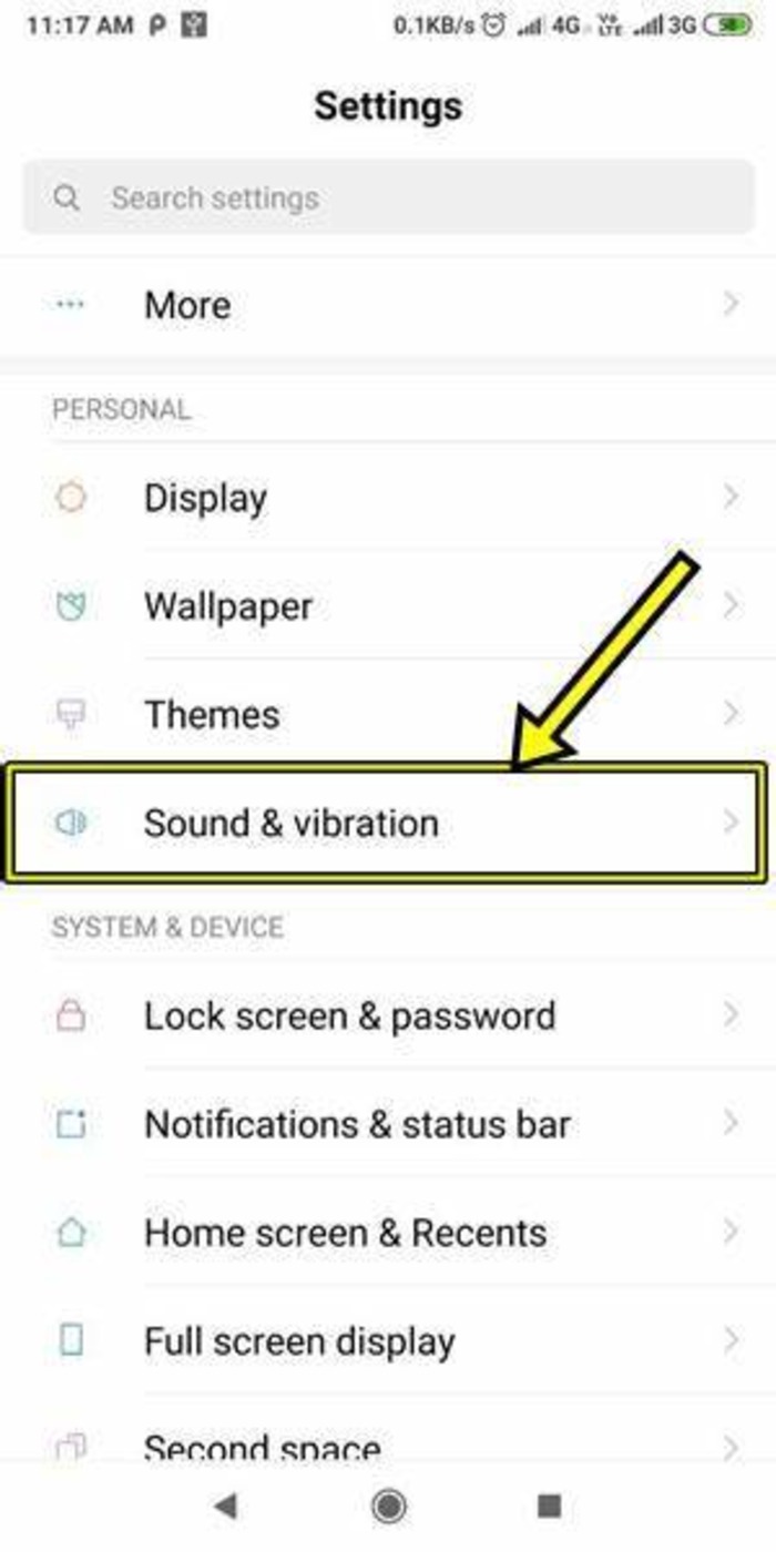 Android Sound & vibration settings