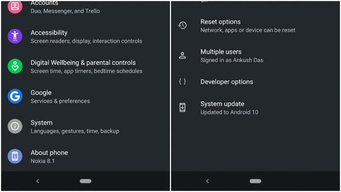 Android System update settings
