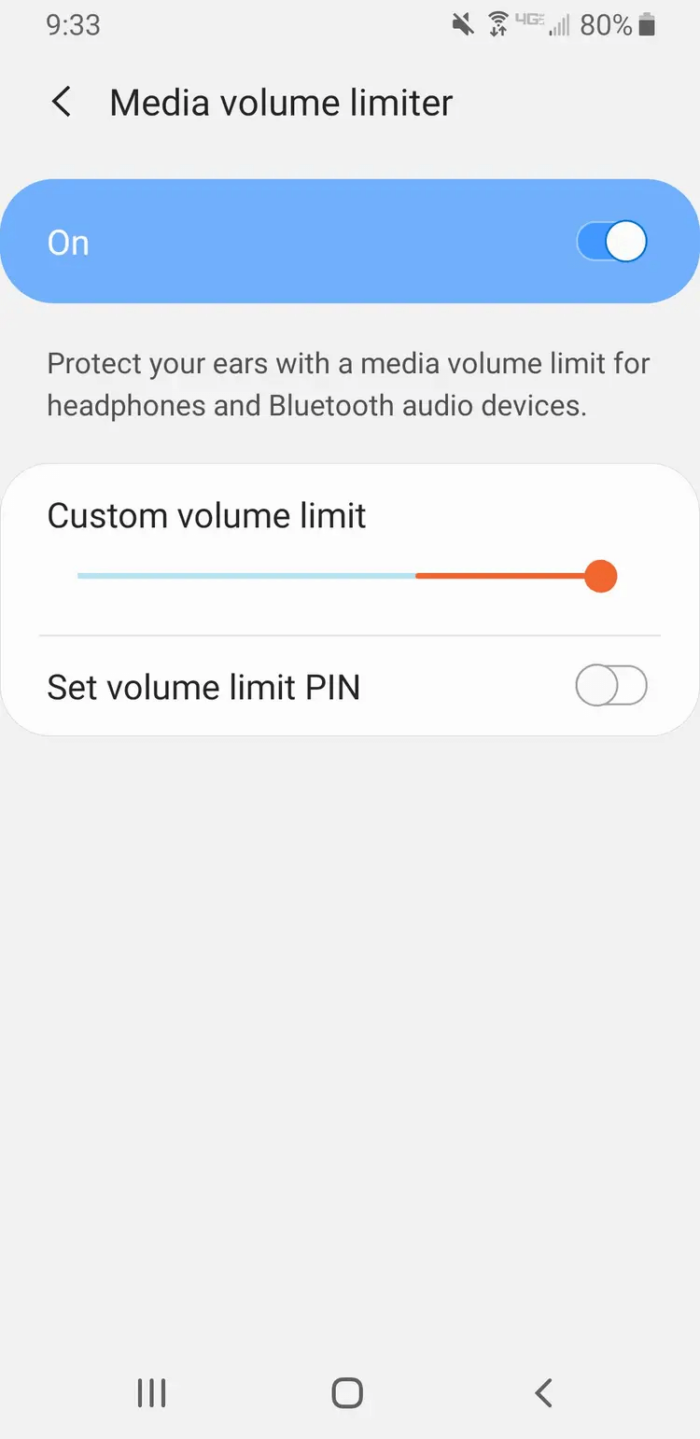 Android volume limiter toggle