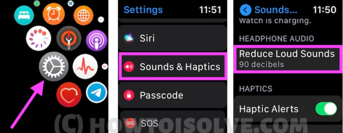 Apple Watch Reduce Loud Sounds toggle
