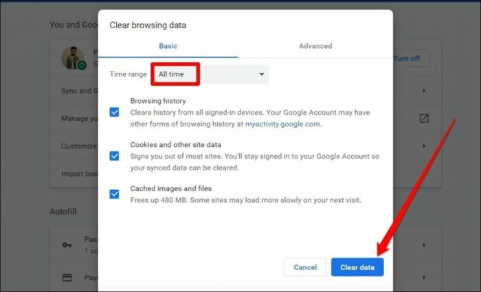 CLEAR BROWSING DATA CHROME