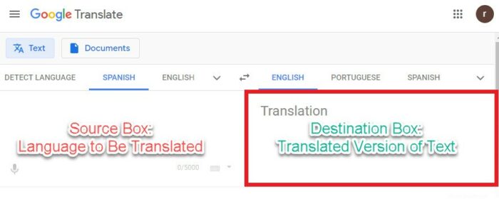 GOOGLE TRANSLATE TARGET LANGUAGE