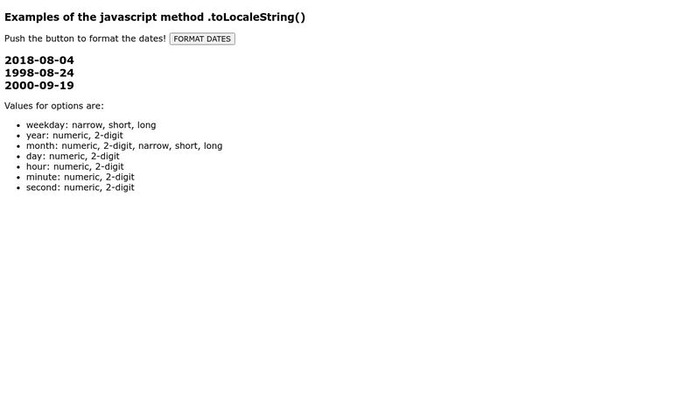 JavaScript toLocaleString() example