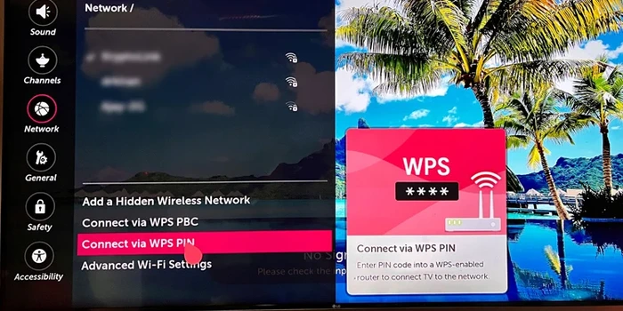 LG TV WPS Pin method