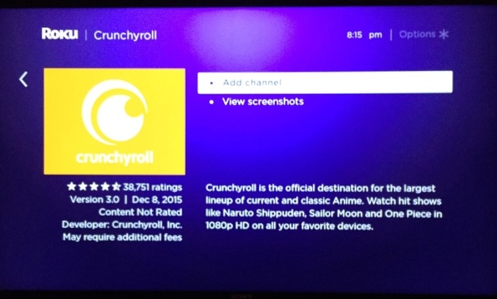Roku Crunchyroll on Samsung TV