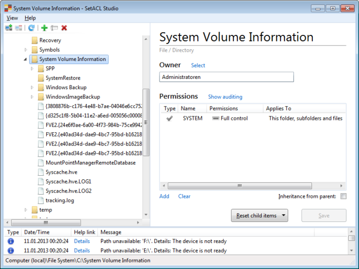 Take Ownership of System Volume Information Directory