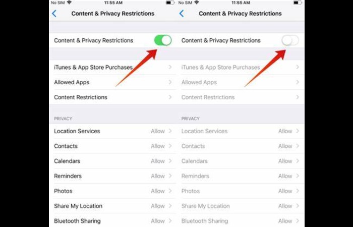 DISABLE CONTENT RESTRICTIONS IPHONE
