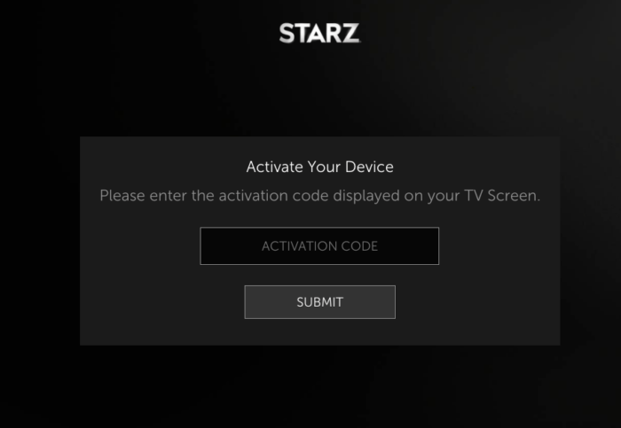 STARZ ANDROID ACTIVATION