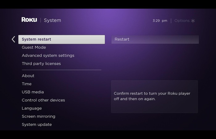 RESTART ROUTER AND ROKU DEVICE