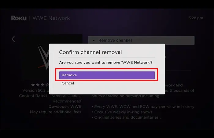 ROKU REMOVE CHANNEL CONFIRMATION