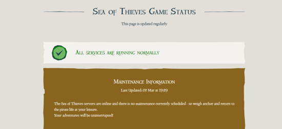Check Sea of Thieves Server Status