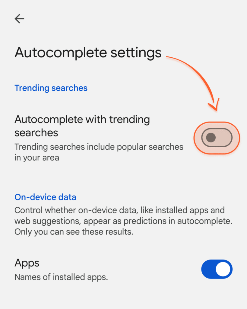 Disable Google Trending Searches