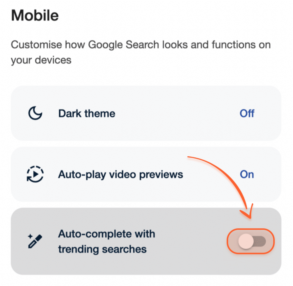 Turning Off Google Trending Searches on iPhone