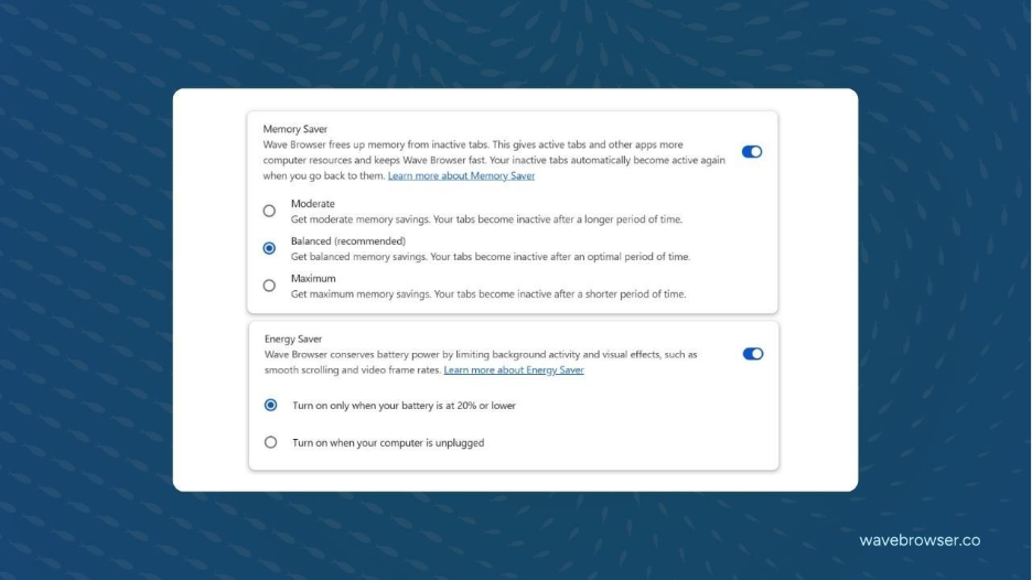 Memory Saver can reduce competition from inactive tabs
